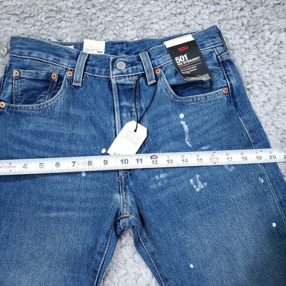 Levi's Premium 501 '93 Straight Fit Paint Splatter Distressed Jeans Blue 30 x 30 - Picture 12 of 13